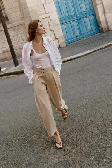 Zara Широкие брюки с регулируемыми манжетами купить с доставкой.