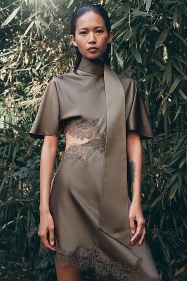 Zara Атласное платье с кружевом — коллекция ZARA «ZW»