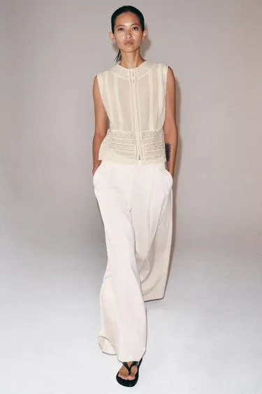 Блуза с кружевом и без рукавов — коллекция Zara «Zw»- Заказать в России