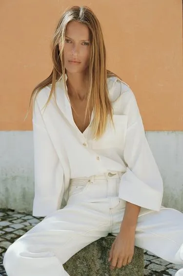 Рубашка оверсайз с широкими рукавами- Заказать в России