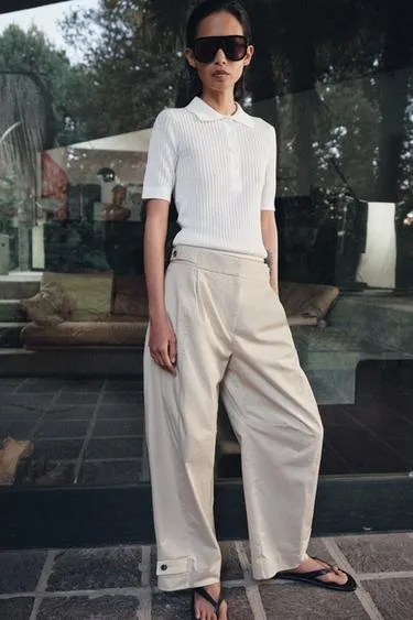 Полупрозрачное поло в рубчик