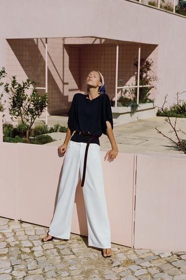 Zara Трикотажный топ с широкими рукавами