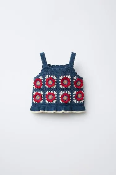 Топ с цветочными деталями из кружева кроше- Заказать в России