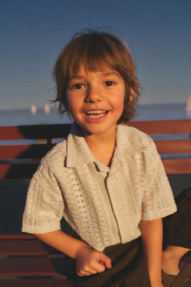 Zara Вязаная рубашка с воротником кэмп