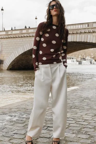 Трикотажный топ в горошек- Заказать в России