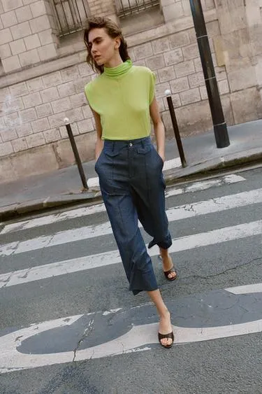 Брюки кюлоты из смесового льна