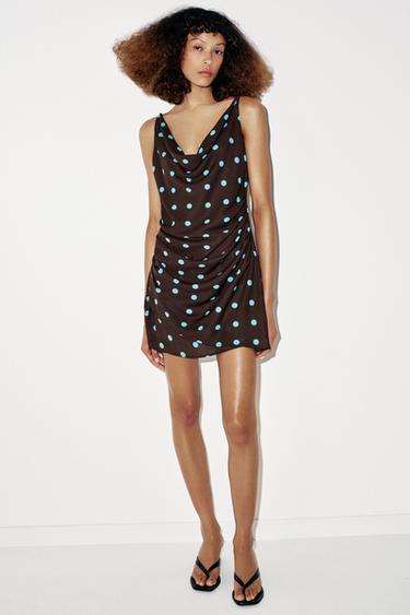 Zara Мини-платье в горошек купить с доставкой.