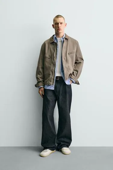 Укороченная куртка с вельветовым воротником