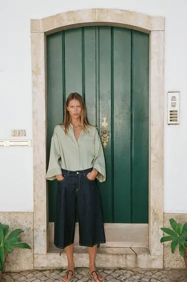 Рубашка оверсайз с широкими рукавами- Заказать в России