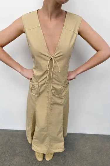 Платье миди из габардина