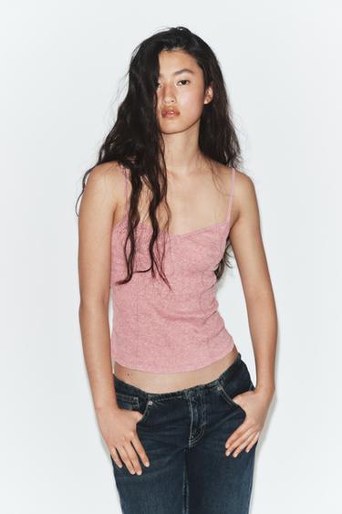 Zara Хлопковый топ на бретелях