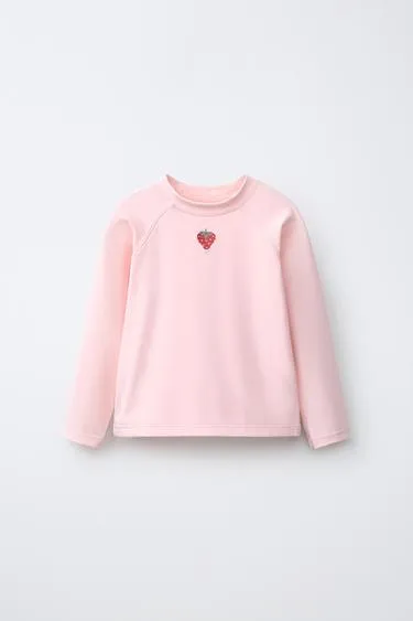 Рашгард с защитой от солнца 1-6 лет с вышитыми клубничками- Заказать в России