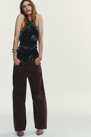 Zara Джинсы TRF багги  со средней посадкой купить с доставкой.