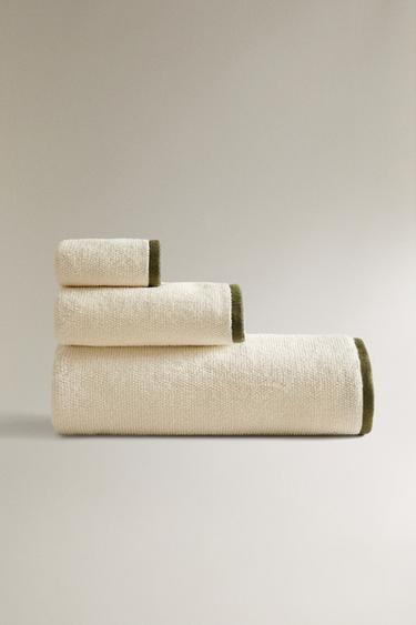 Zara Полотенце для ванны с рельефным узором и контрастным краем