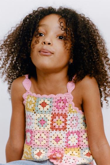 Zara Вязаный топ крючком с сердечками купить с доставкой.