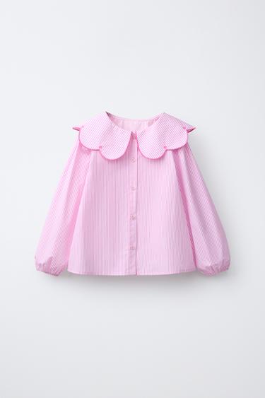 Рубашка в полоску с вышивкой на воротнике