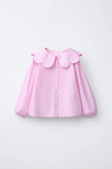 Рубашка в полоску с вышивкой на воротнике- Заказать в России