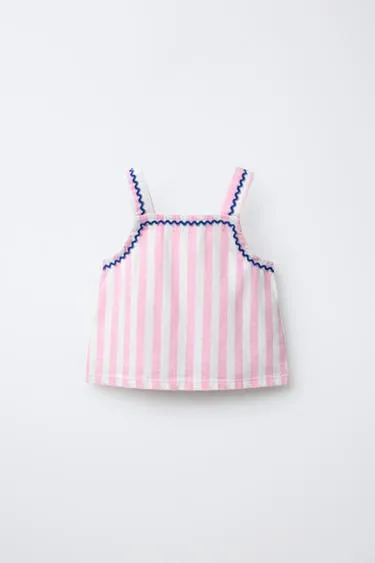 Топ из саржи в полоску- Заказать в России