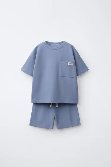 Пижама из вафельного трикотажа zara для детей от 1,5 до 6 лет