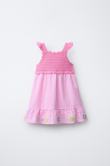 Zara Комбинированное трикотажное платье с сердечками