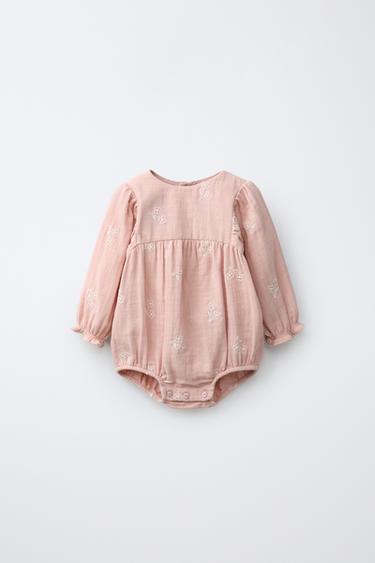 Zara Комбинезон с вышивкой «цветы»