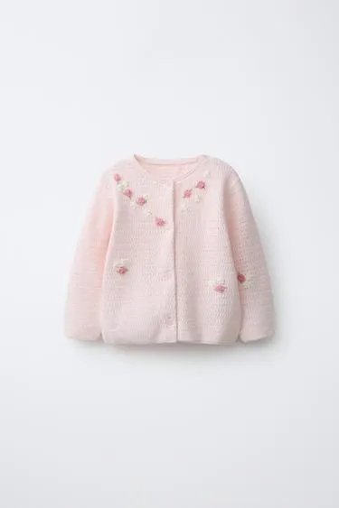 Вязаный жакет с цветочной вышивкой- Заказать в России