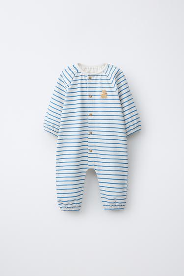 Zara Комбинезон в полоску с вышивкой «кролик»