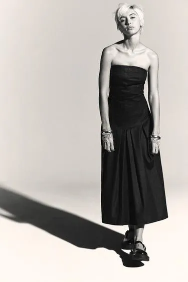 Джинсовое платье миди Trf без бретелек- Заказать в России