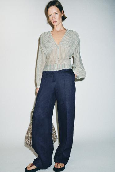 Zara Рубашка в полоску с приталенным силуэтом