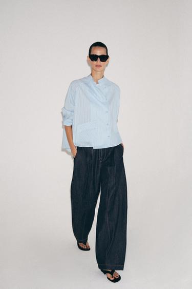 Zara Рубашка в полоску с карманом — коллекция ZARA «ZW»