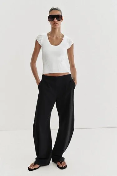 Трикотажный топ с комбинированными рукавами