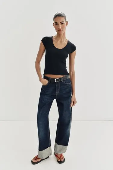 Трикотажный топ с комбинированными рукавами- Заказать в России