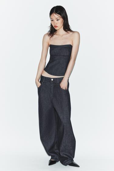 Zara Джинсовый топ TRF без бретелей