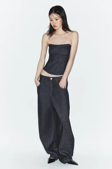 Джинсовый топ Trf без бретелей- Заказать в России