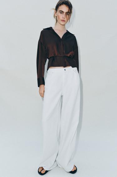 Zara Атласная блузка с поясом купить с доставкой.