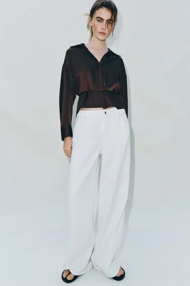 Атласная блузка с поясом- Заказать в России