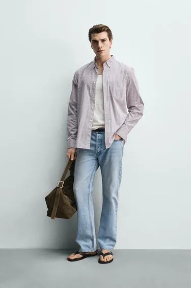 Рубашка стандартной посадки в полоску- Заказать в России