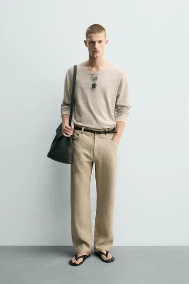 Свитер в полоску из смесового хлопка