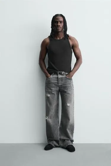 Майка в рубчик с эффектом потертости- Заказать в России