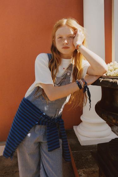 Zara Длинный джинсовый комбинезон в полоску купить с доставкой.