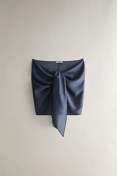 Короткий пляжный саронг из льна