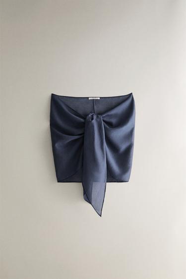 Zara Полупрозрачный короткий пляжный саронг