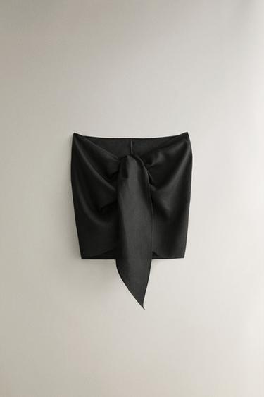 Zara Короткий пляжный саронг из льняной смеси с узлом
