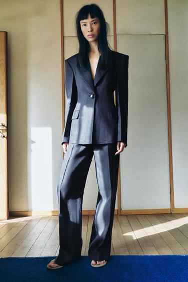 Zara Брюки в елочку из 100% льна