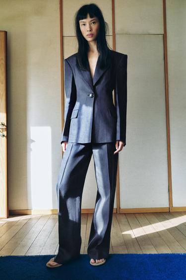 Zara Костюм из брюк с узором в зигзаг из 100% льна