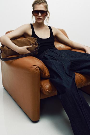 Zara Кожаная прямоугольная сумка