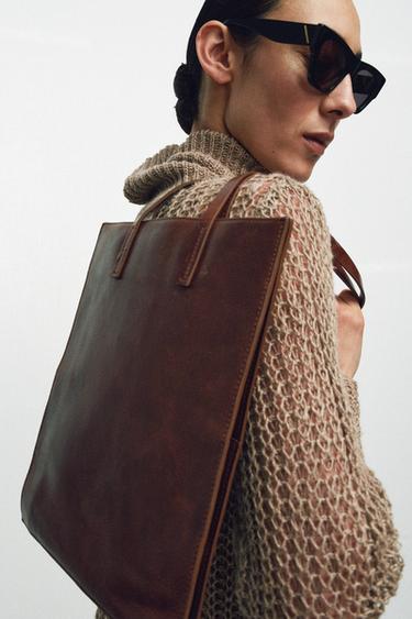 Zara Кожаная сумка-шопер с ручками