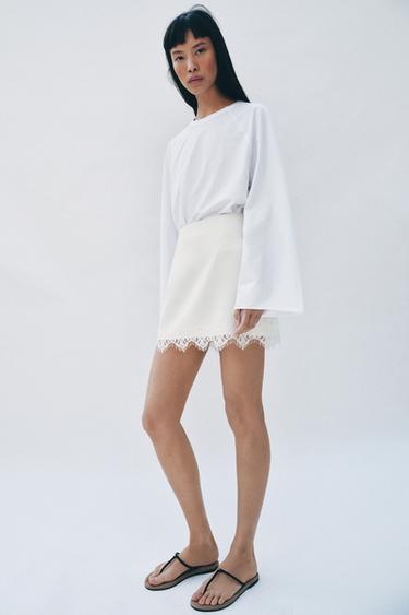Zara Юбка-шорты с кружевным низом