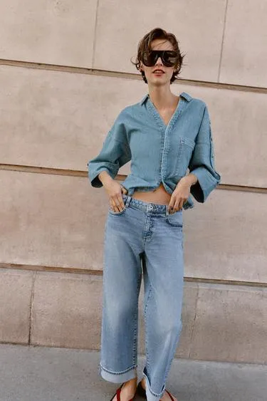 Джинсы Z.07 со средней посадкой и отворотами