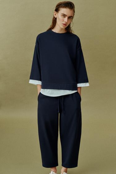 Zara Комбинированная толстовка с длинными рукавами купить с доставкой.